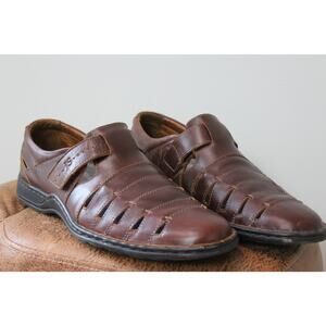 Josef Siebel Men's Size 43 Brown Leather Fisherman Sandals with Insoles